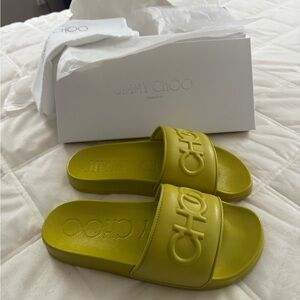 NWT Jimmy Choo Azari Lime Green Slides